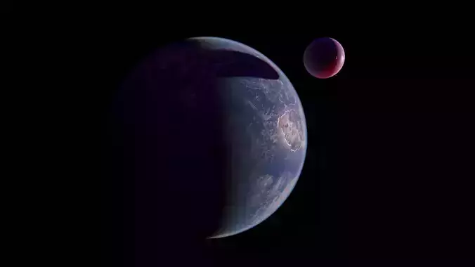 Cinematic Planet with Moon