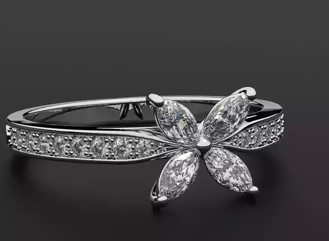 Stylish butterfly ring with diamonds 510
