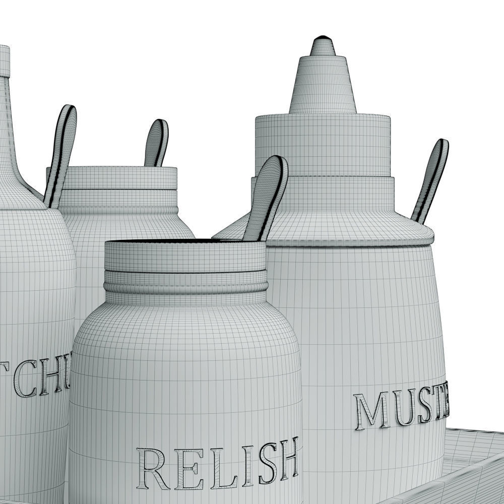 Ceramic Condiment Tray Set 3D model_3