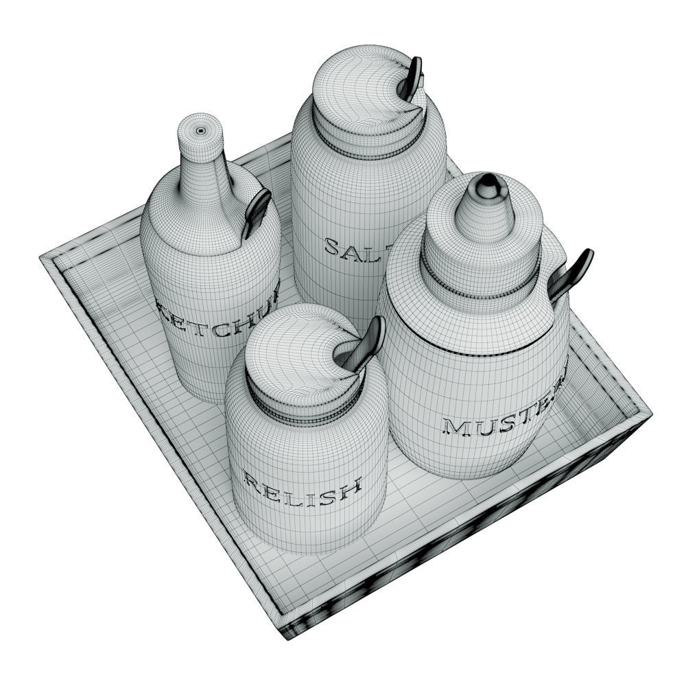 Ceramic Condiment Tray Set 3D model_5