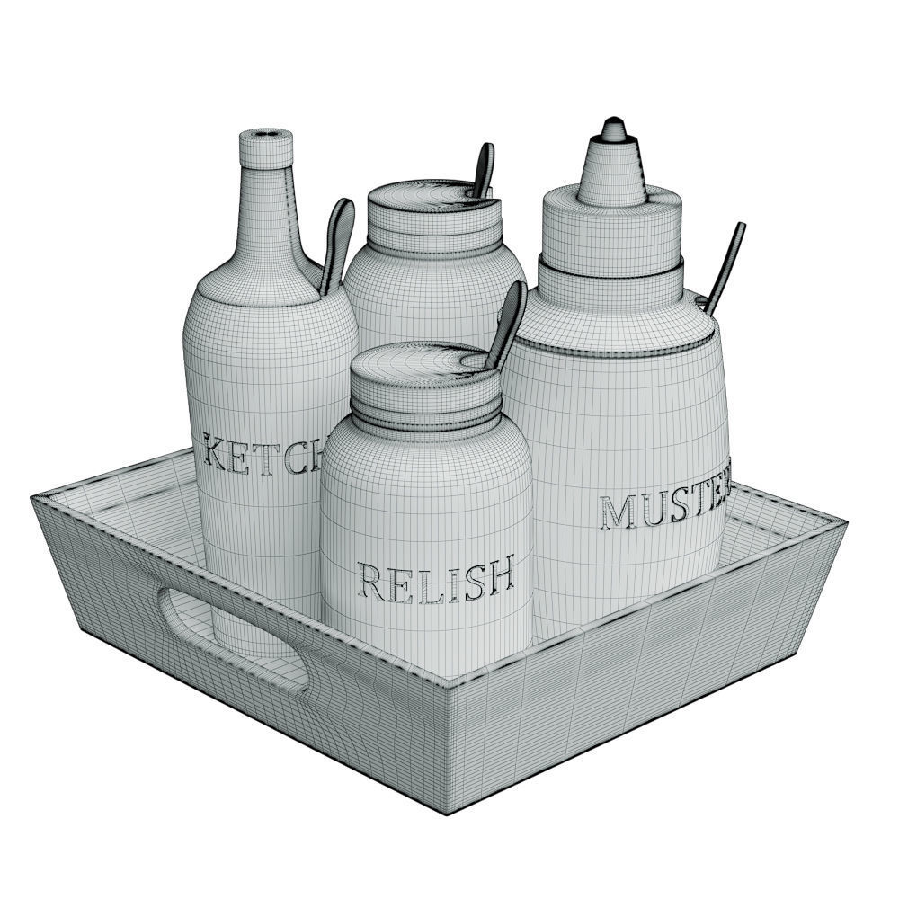 Ceramic Condiment Tray Set 3D model_1