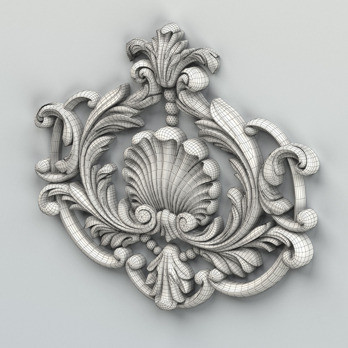 Carved decor central 001 3D model_6