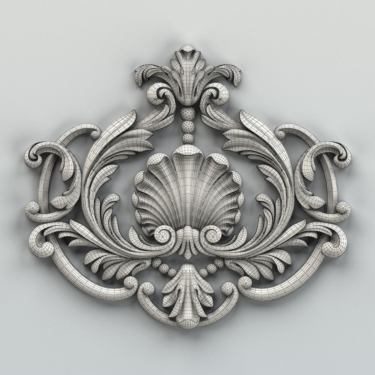 Carved decor central 001 3D model_5