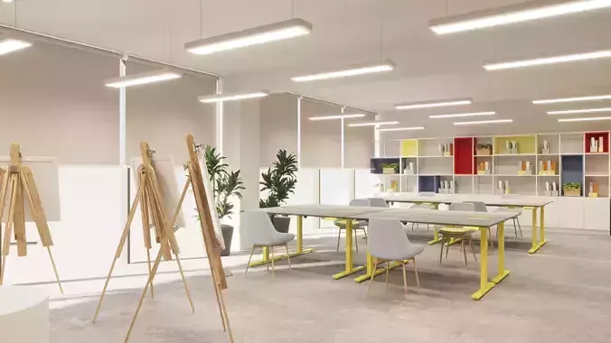 Art classroom with standing desk