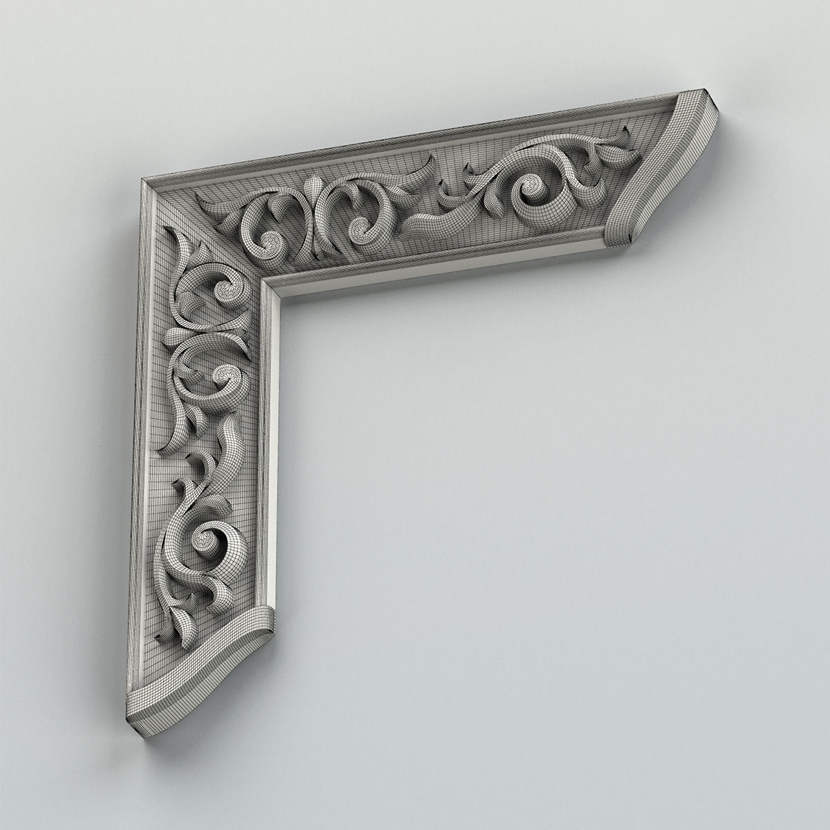 Carved decor corner 001 3D model_9