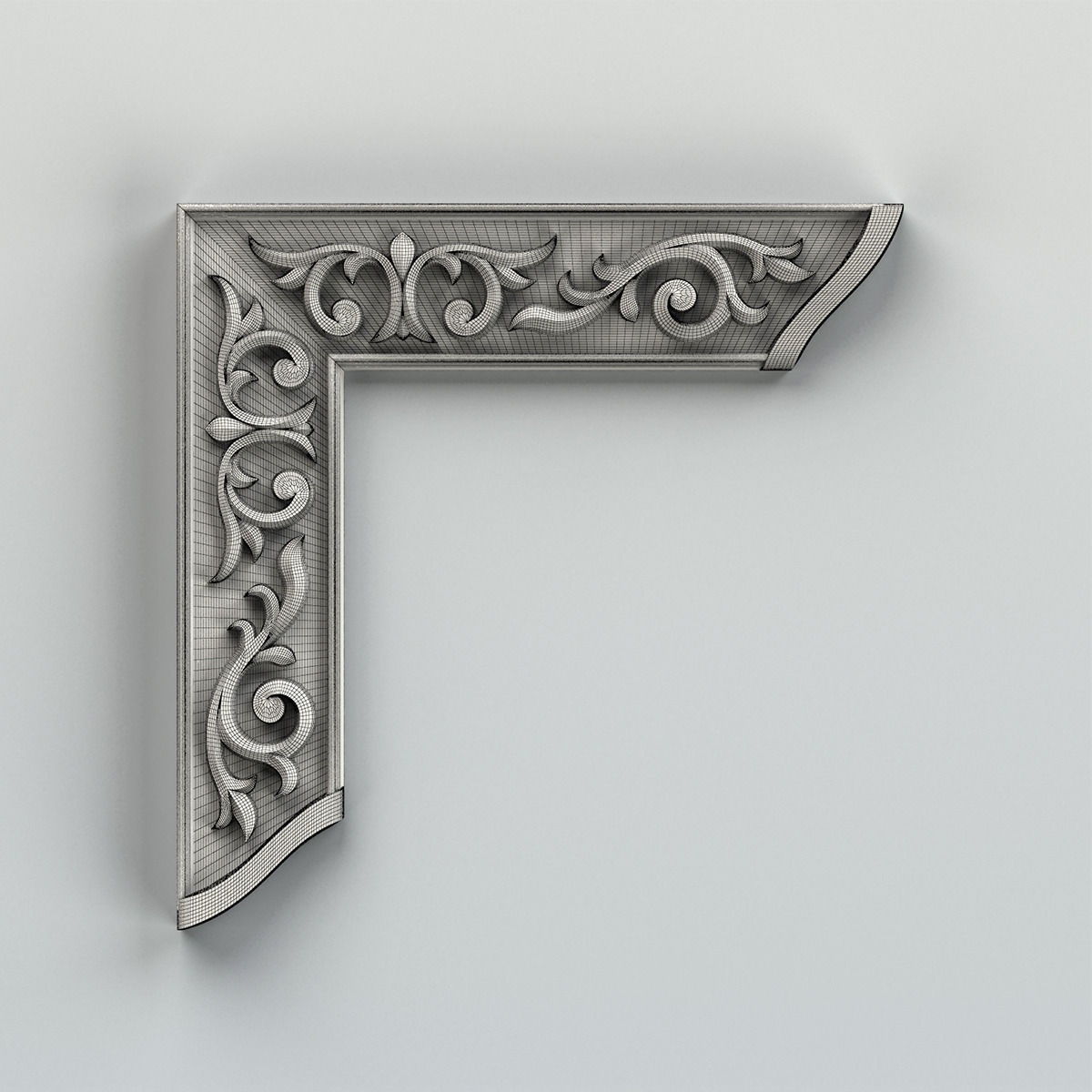 Carved decor corner 001 3D model_7
