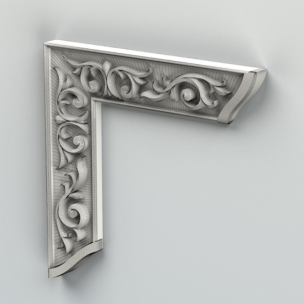 Carved decor corner 001 3D model_8