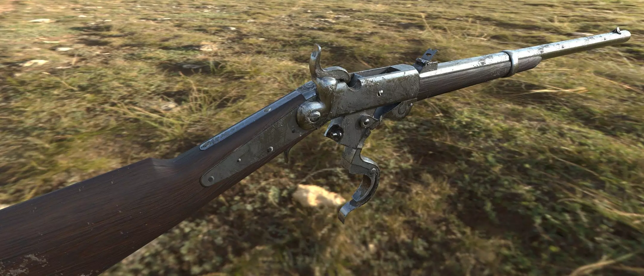 Burnside Carbine 1865 Low-poly 3D model_0