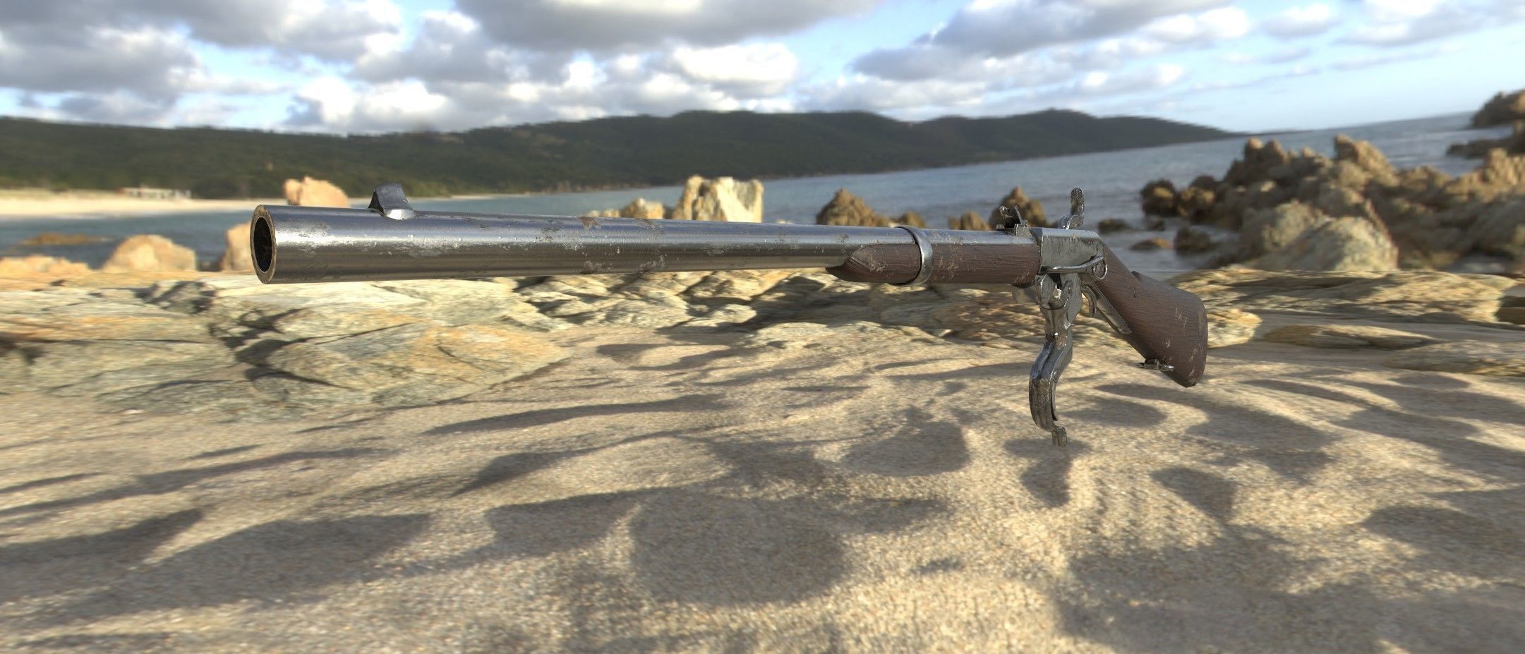 Burnside Carbine 1865 Low-poly 3D model_3