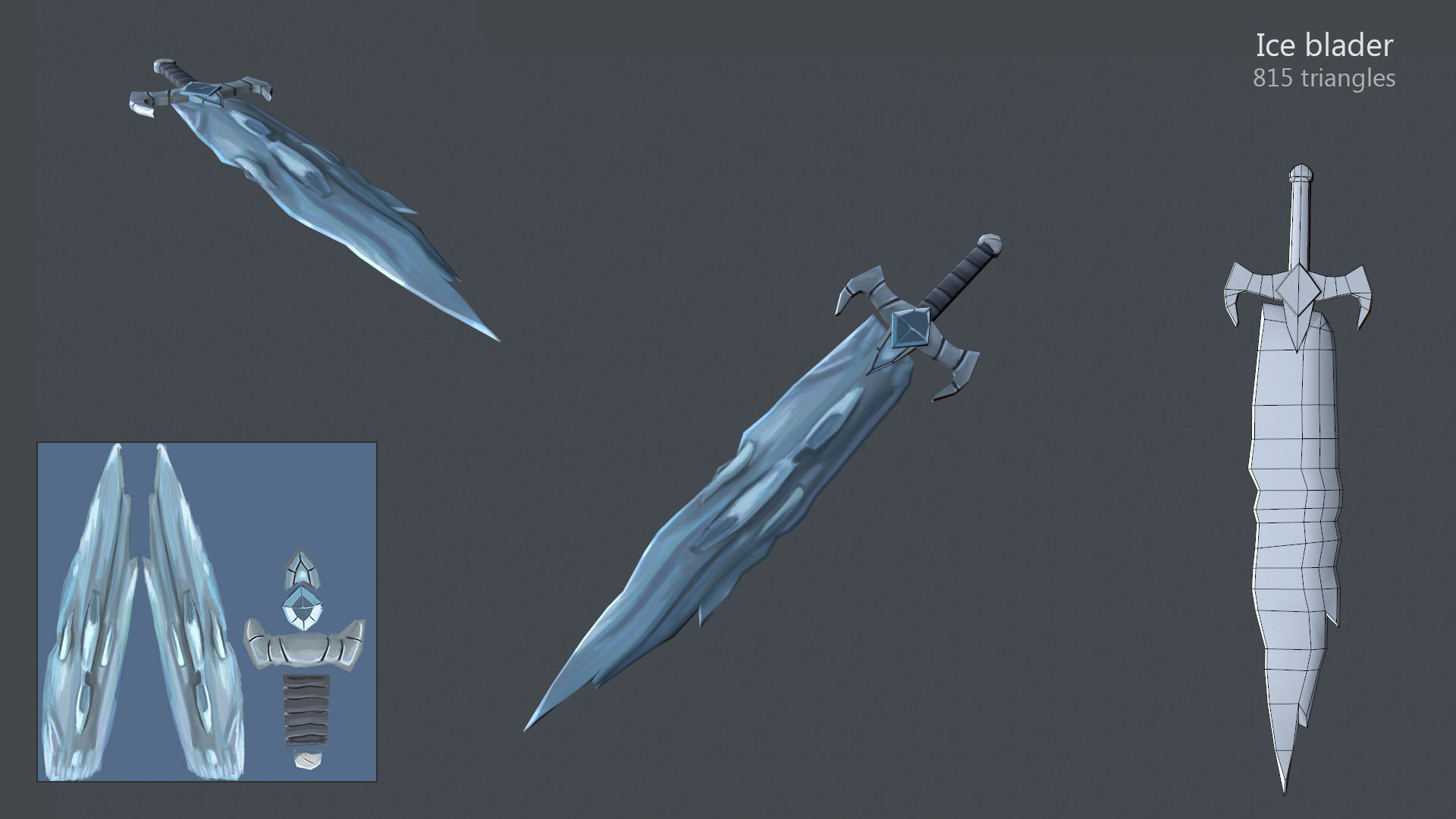 Ice Sword Low-poly 3D model_2