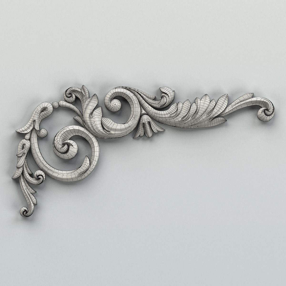 Carved decor corner 004 3D model_4