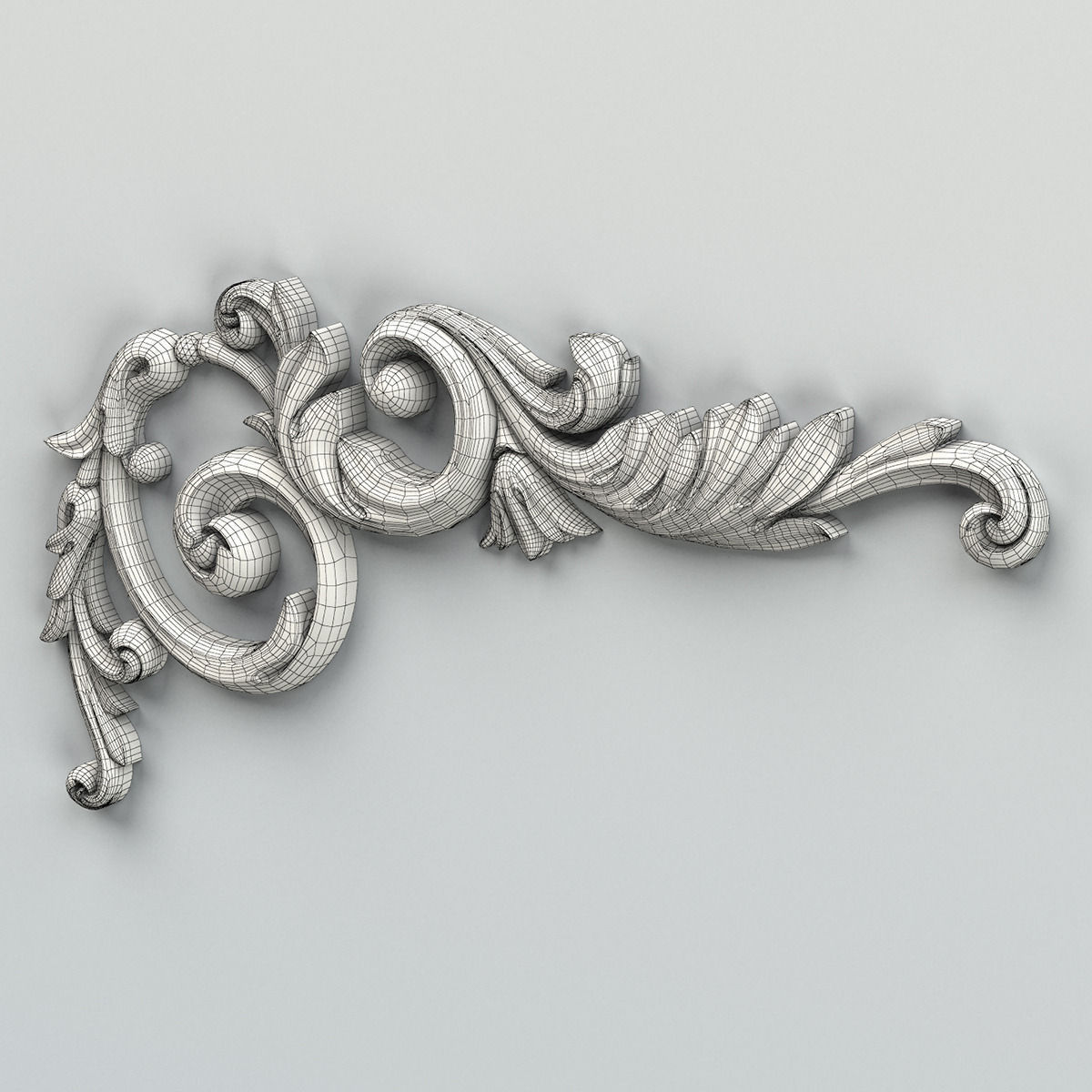 Carved decor corner 004 3D model_5