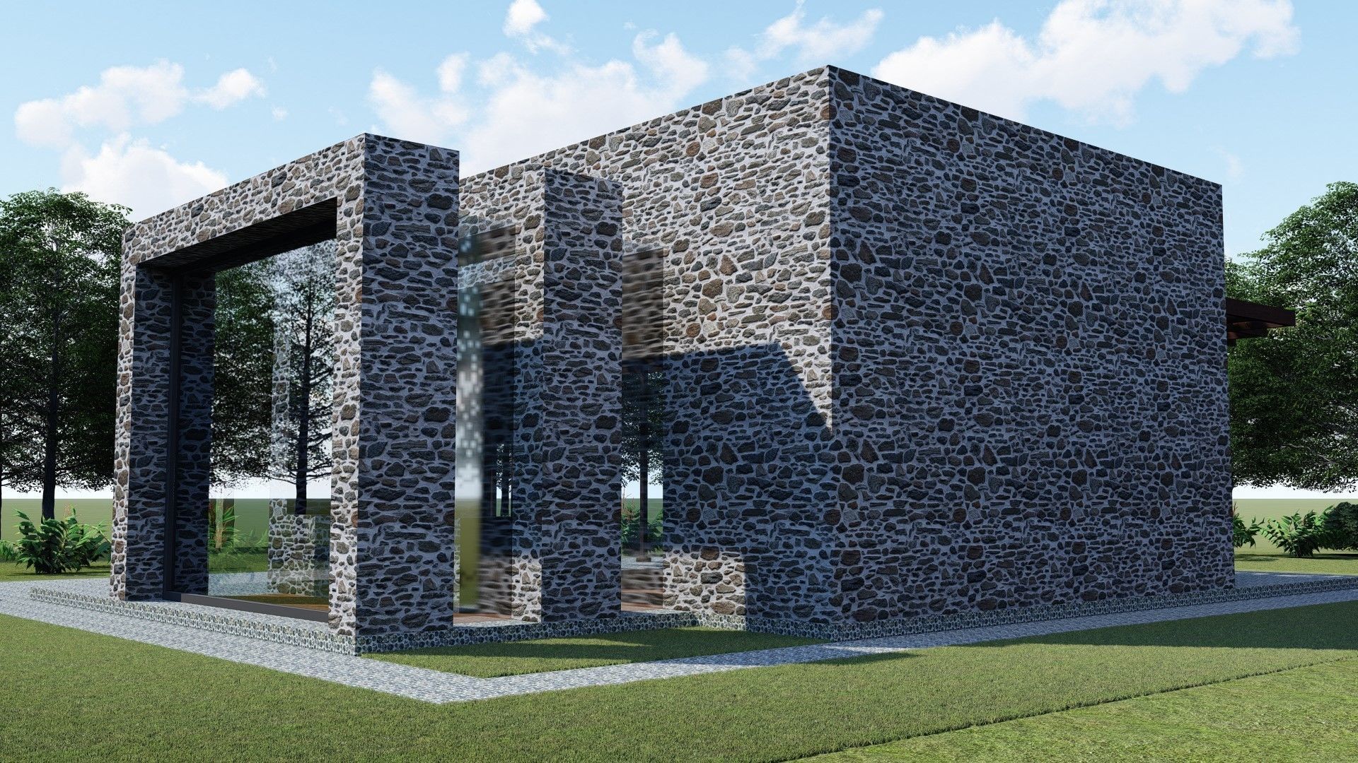 SMALL STONE HOUSE Low-poly 3D model_4