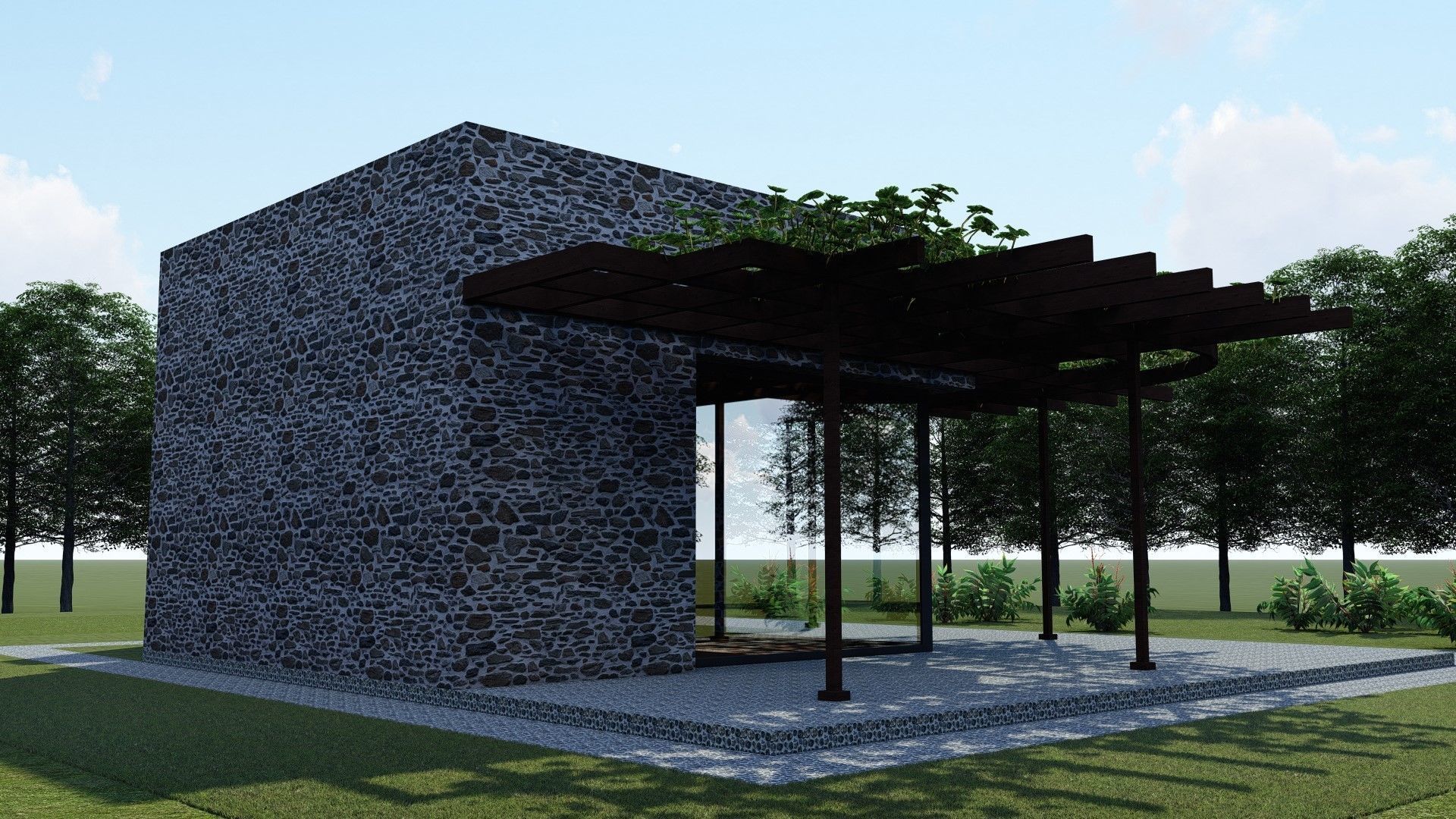 SMALL STONE HOUSE Low-poly 3D model_5