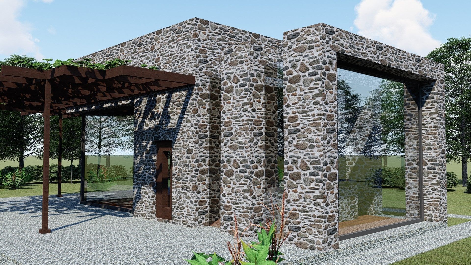 SMALL STONE HOUSE Low-poly 3D model_10