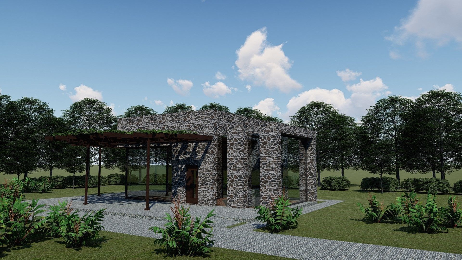 SMALL STONE HOUSE Low-poly 3D model_13