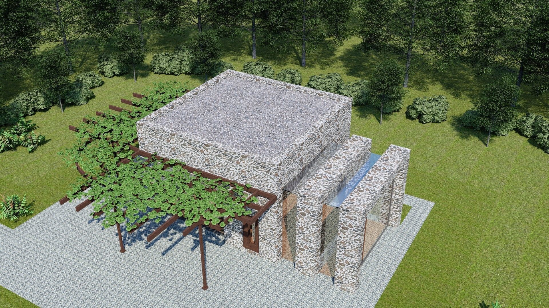 SMALL STONE HOUSE Low-poly 3D model_3