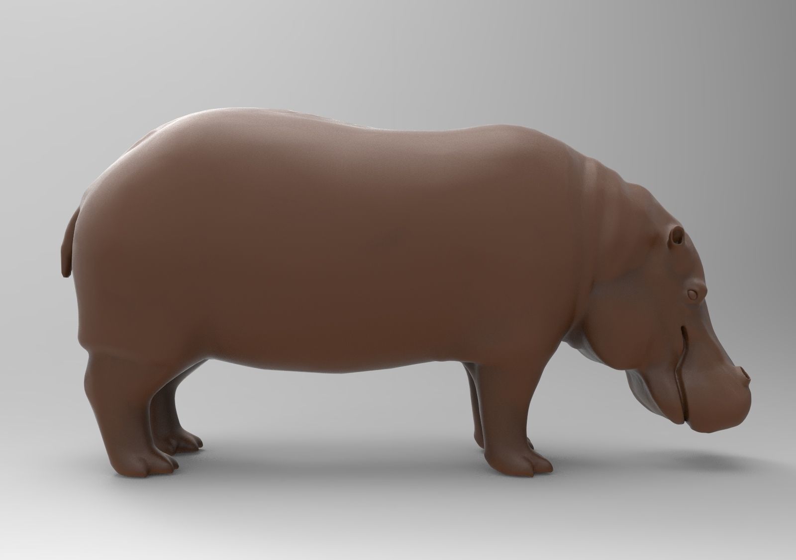 hippopotamus chocolate 3D print model_3