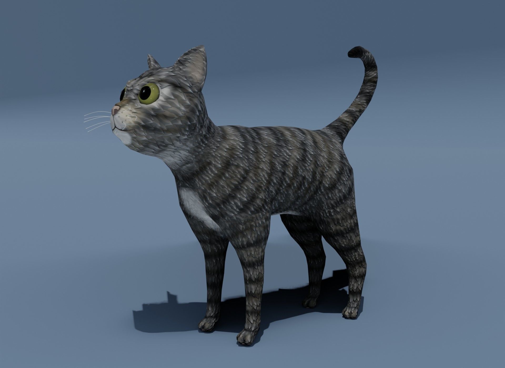 Cartoon Cat Brown Grey Striped 3D Model Low-poly 3D model_10