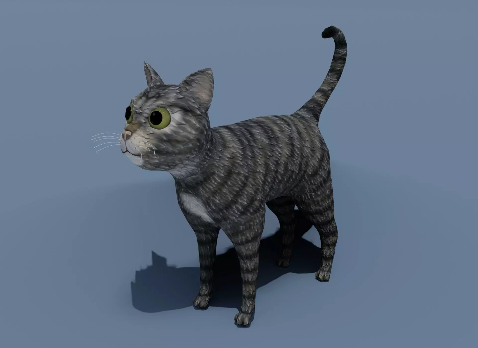 Cartoon Cat Brown Grey Striped 3D Model Low-poly 3D model_0