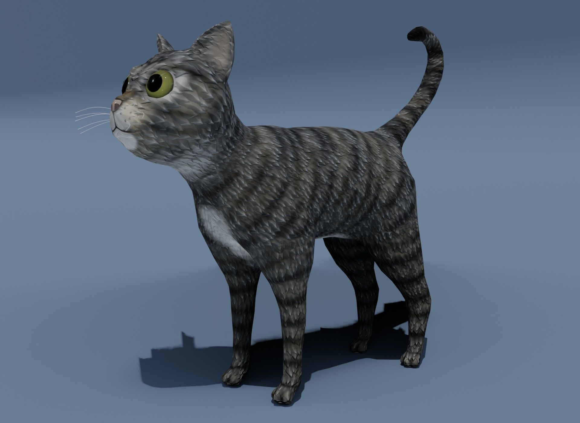 Cartoon Cat Brown Grey Striped 3D Model Low-poly 3D model_7