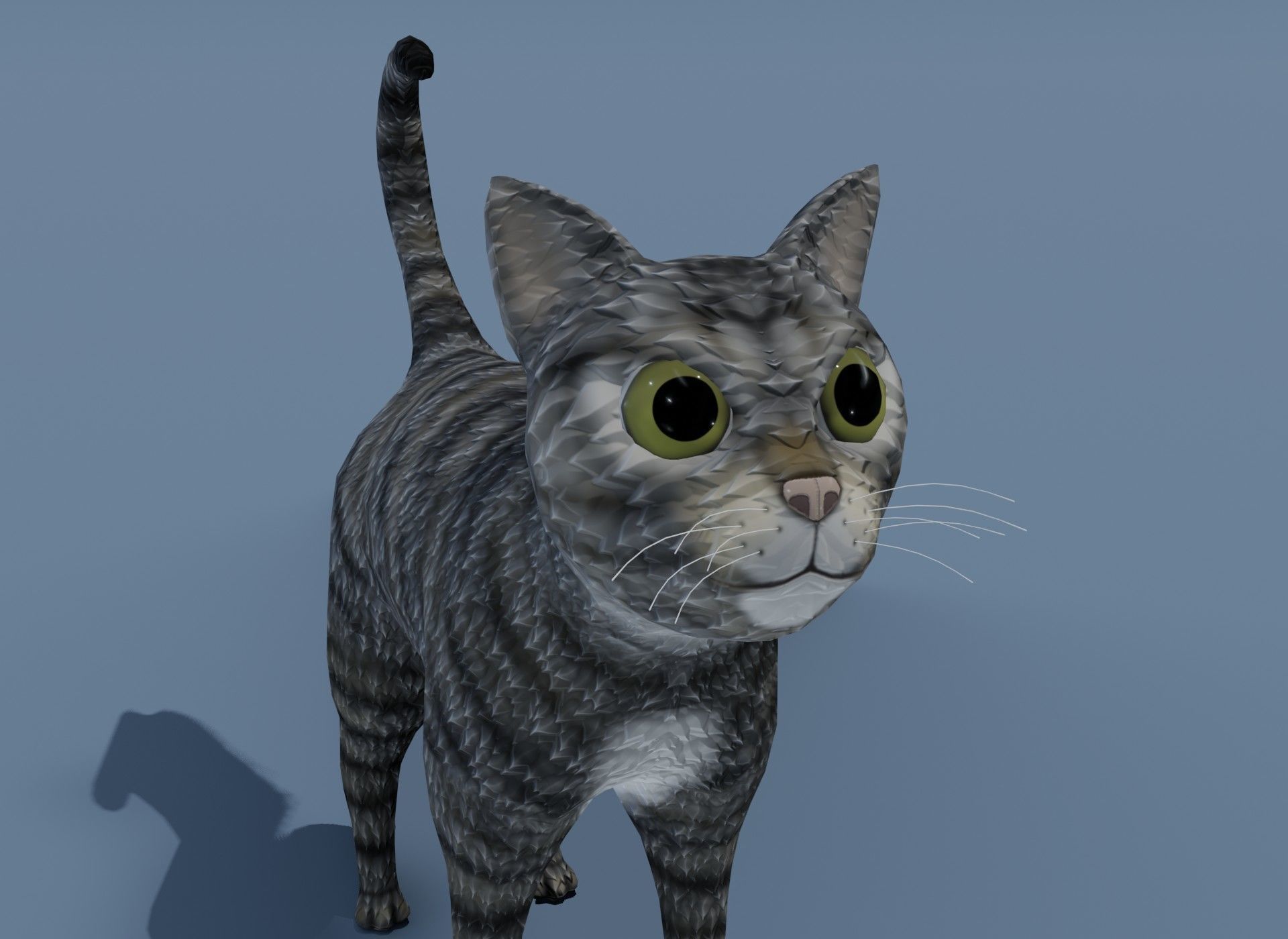 Cartoon Cat Brown Grey Striped 3D Model Low-poly 3D model_2