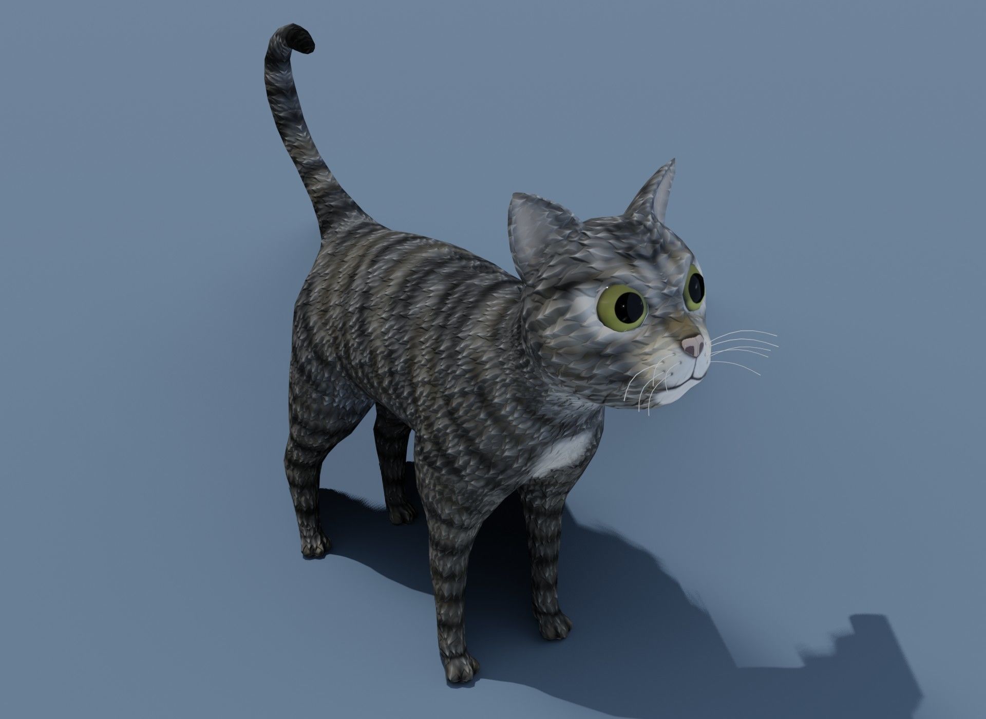 Cartoon Cat Brown Grey Striped 3D Model Low-poly 3D model_6