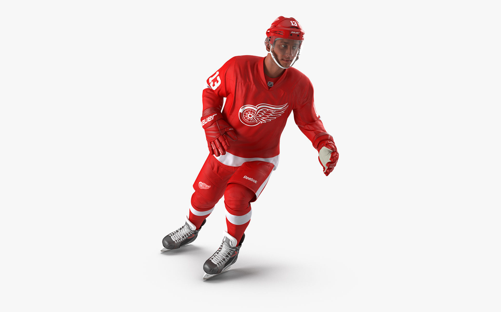 Hockey Player Detroit Red Wings Rigged for Cinema 4D 3D model