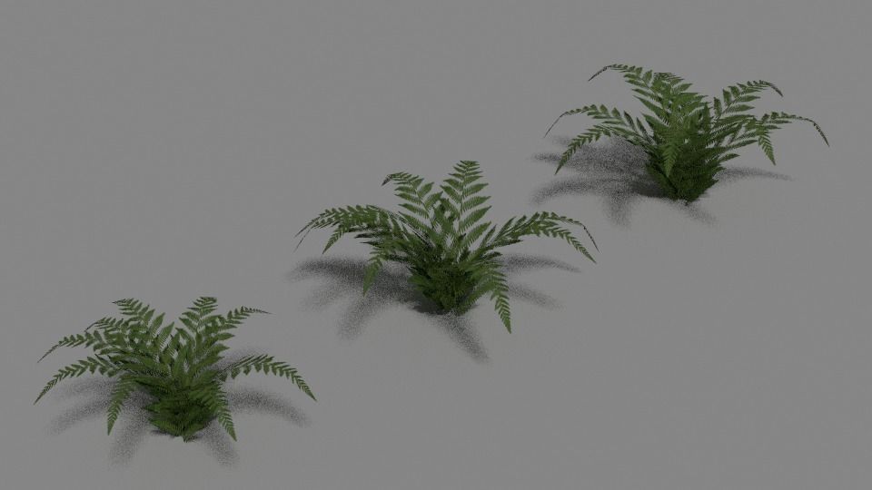 Green Fern Set Low-poly 3D model