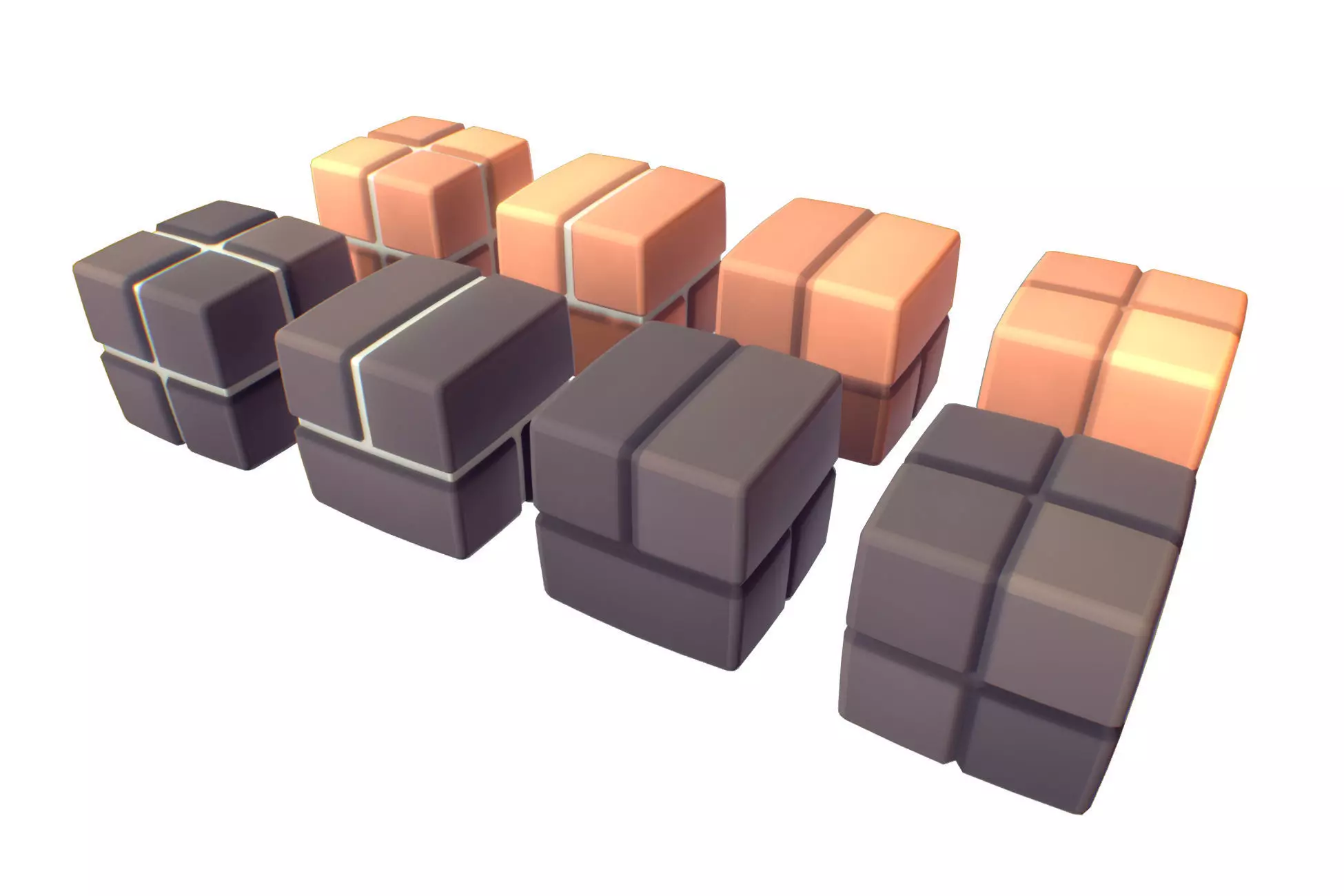 Cube World Brick Block - Proto Series Low-poly 3D model_0