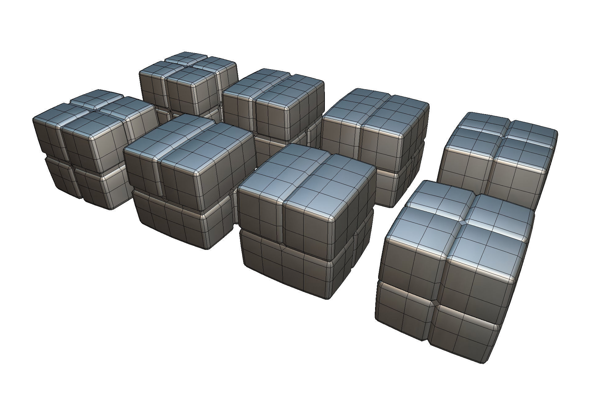 Cube World Brick Block - Proto Series Low-poly 3D model_1