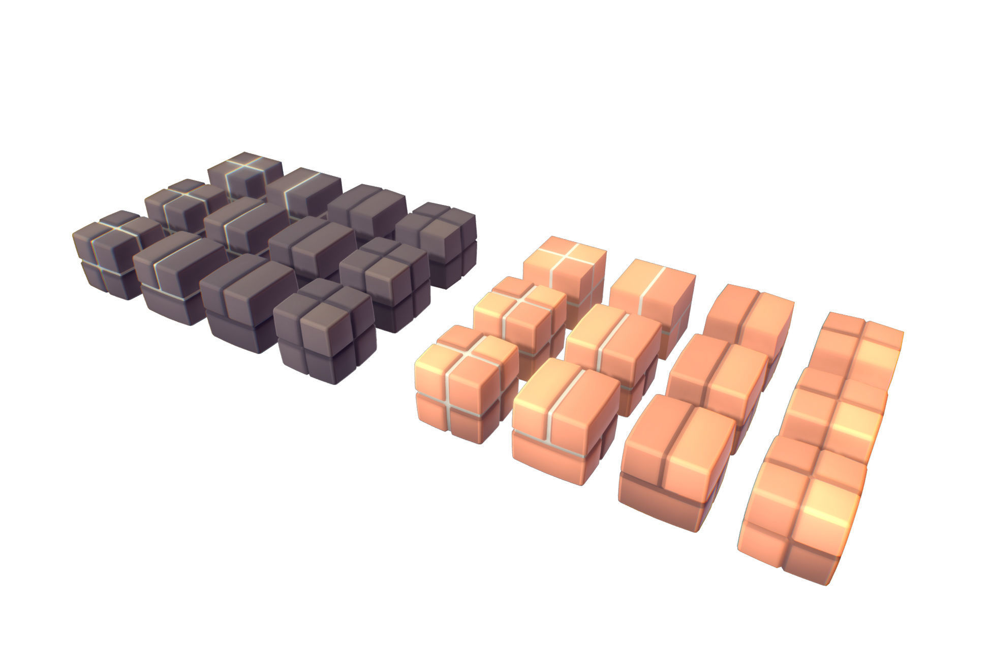 Cube World Brick Block - Proto Series Low-poly 3D model_3