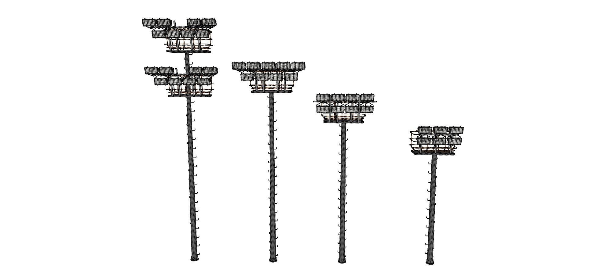 floodlight 6 light towers for sports stadiums 3D model_24