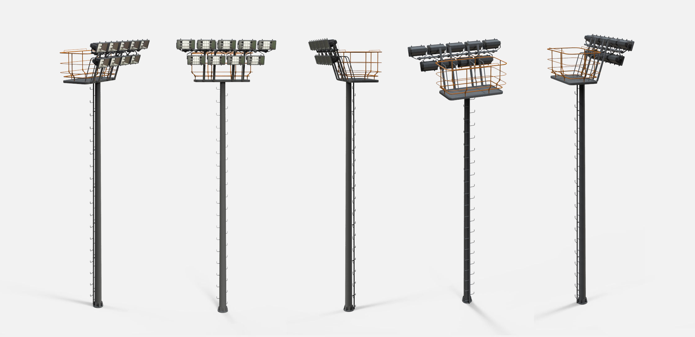floodlight 6 light towers for sports stadiums 3D model_13