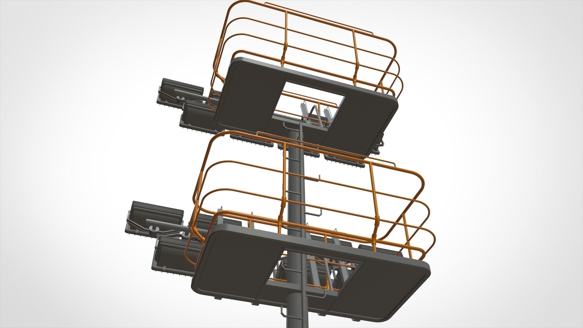 floodlight 6 light towers for sports stadiums 3D model_9