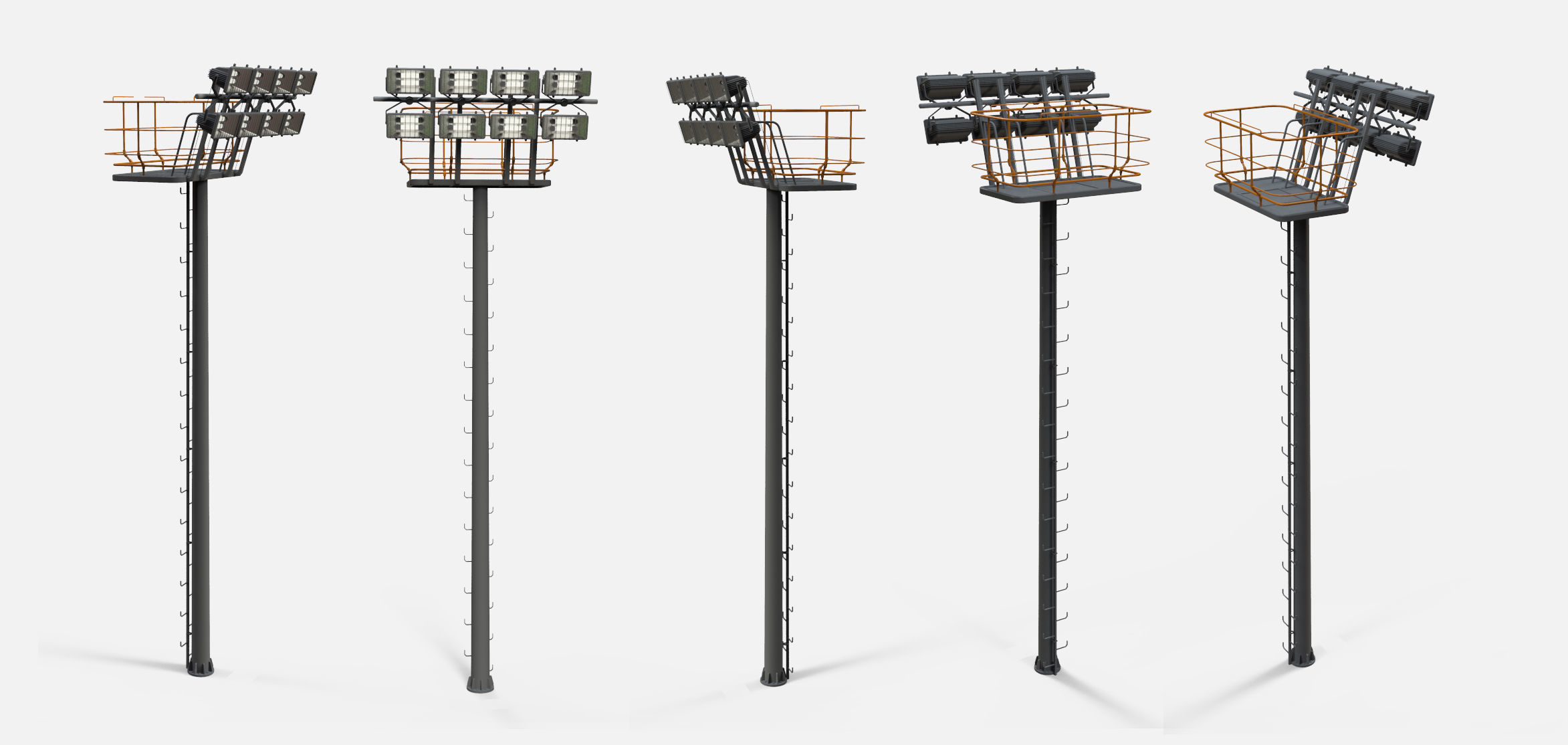 floodlight 6 light towers for sports stadiums 3D model_17