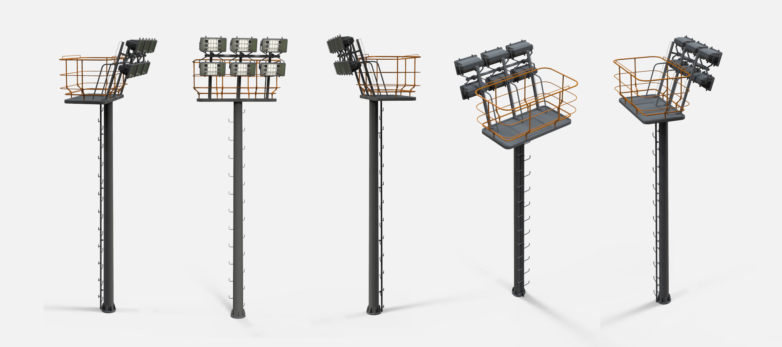 floodlight 6 light towers for sports stadiums 3D model_20