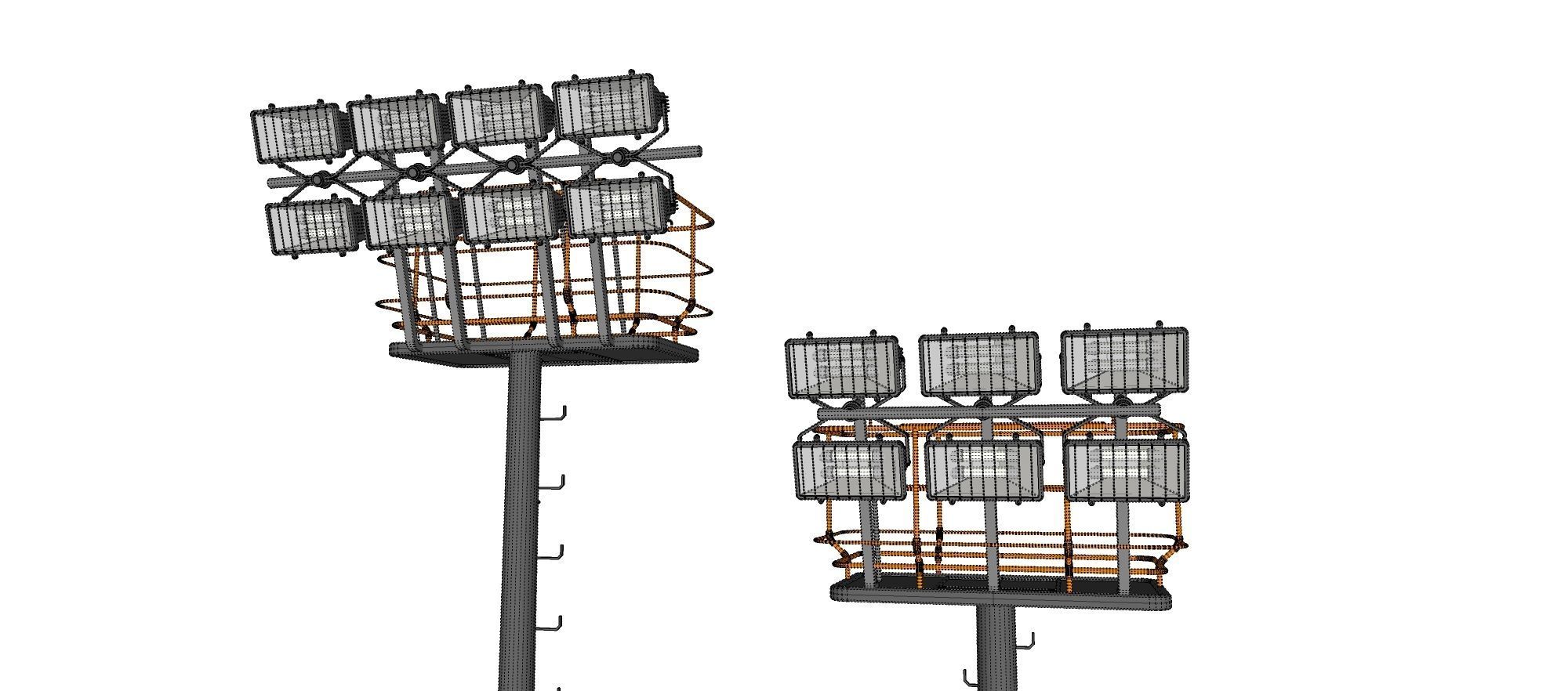 floodlight 6 light towers for sports stadiums 3D model_30