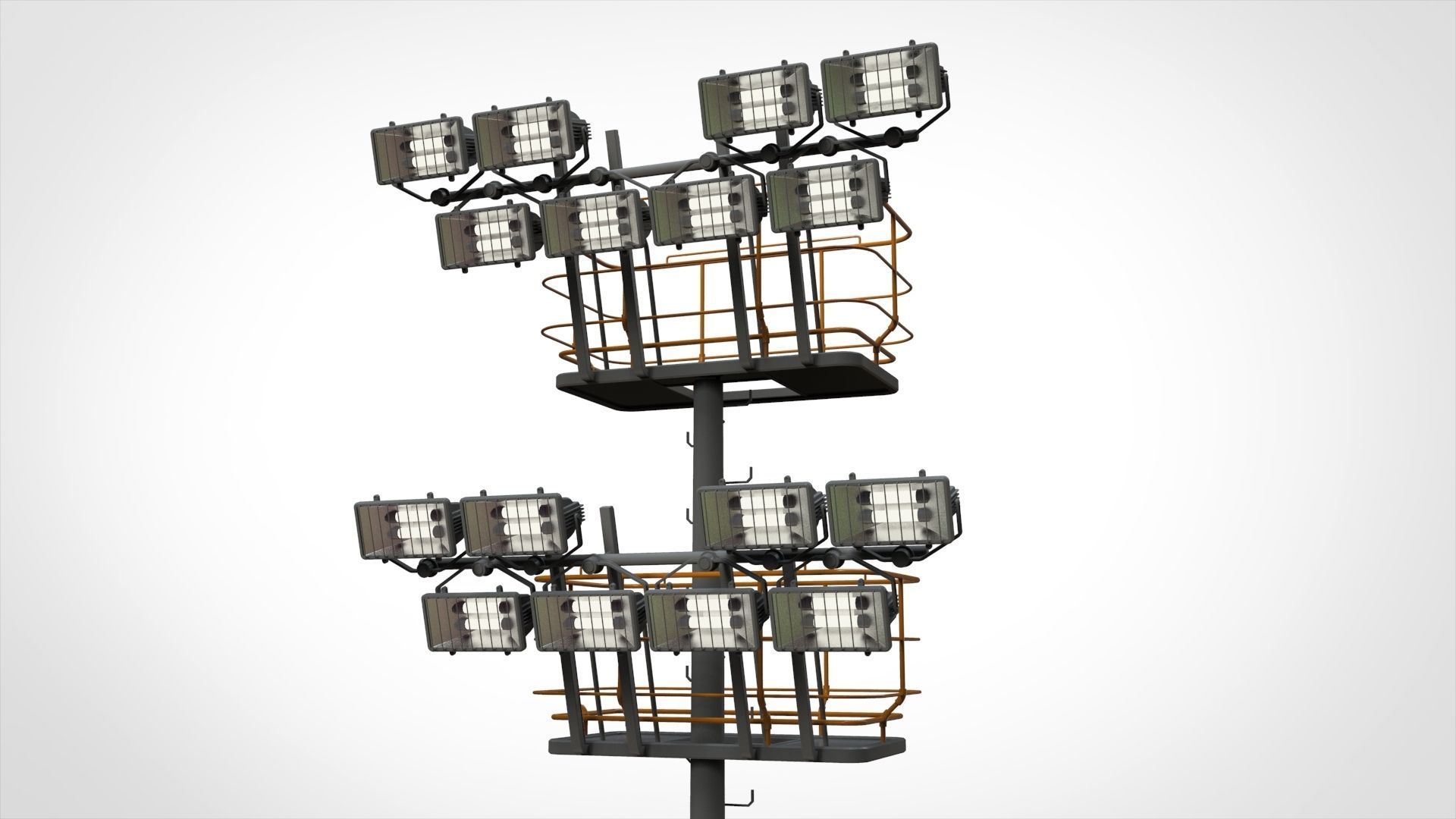 floodlight 6 light towers for sports stadiums 3D model_5
