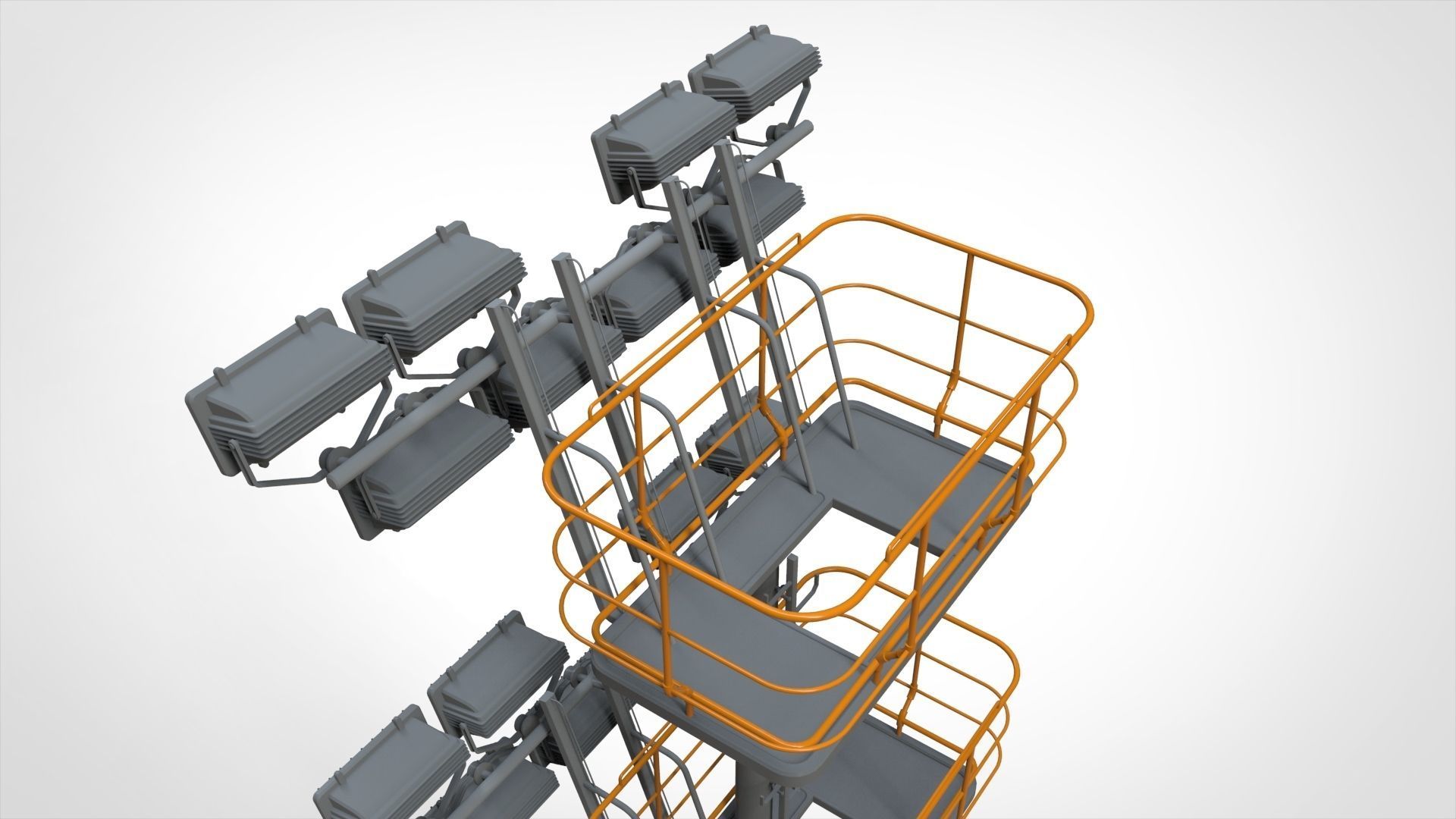 floodlight 6 light towers for sports stadiums 3D model_7