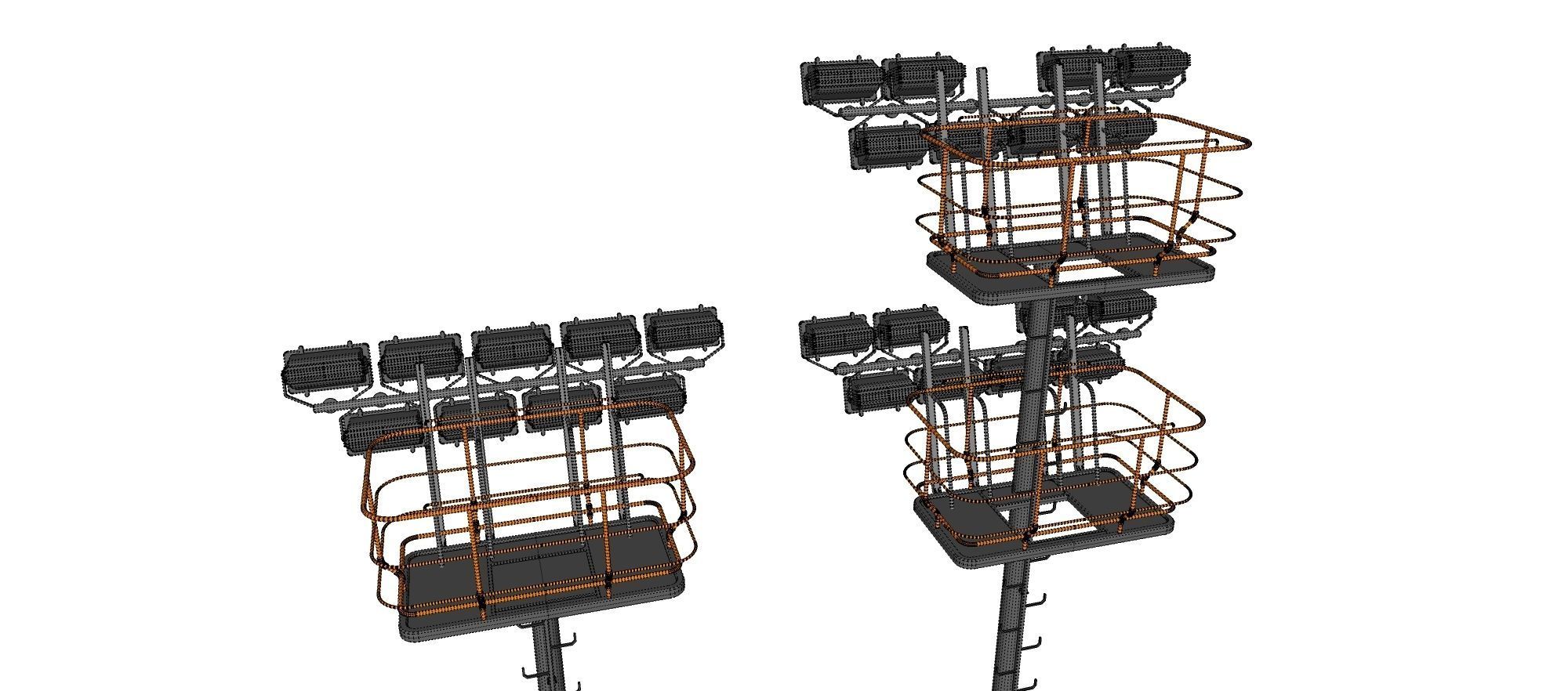 floodlight 6 light towers for sports stadiums 3D model_26