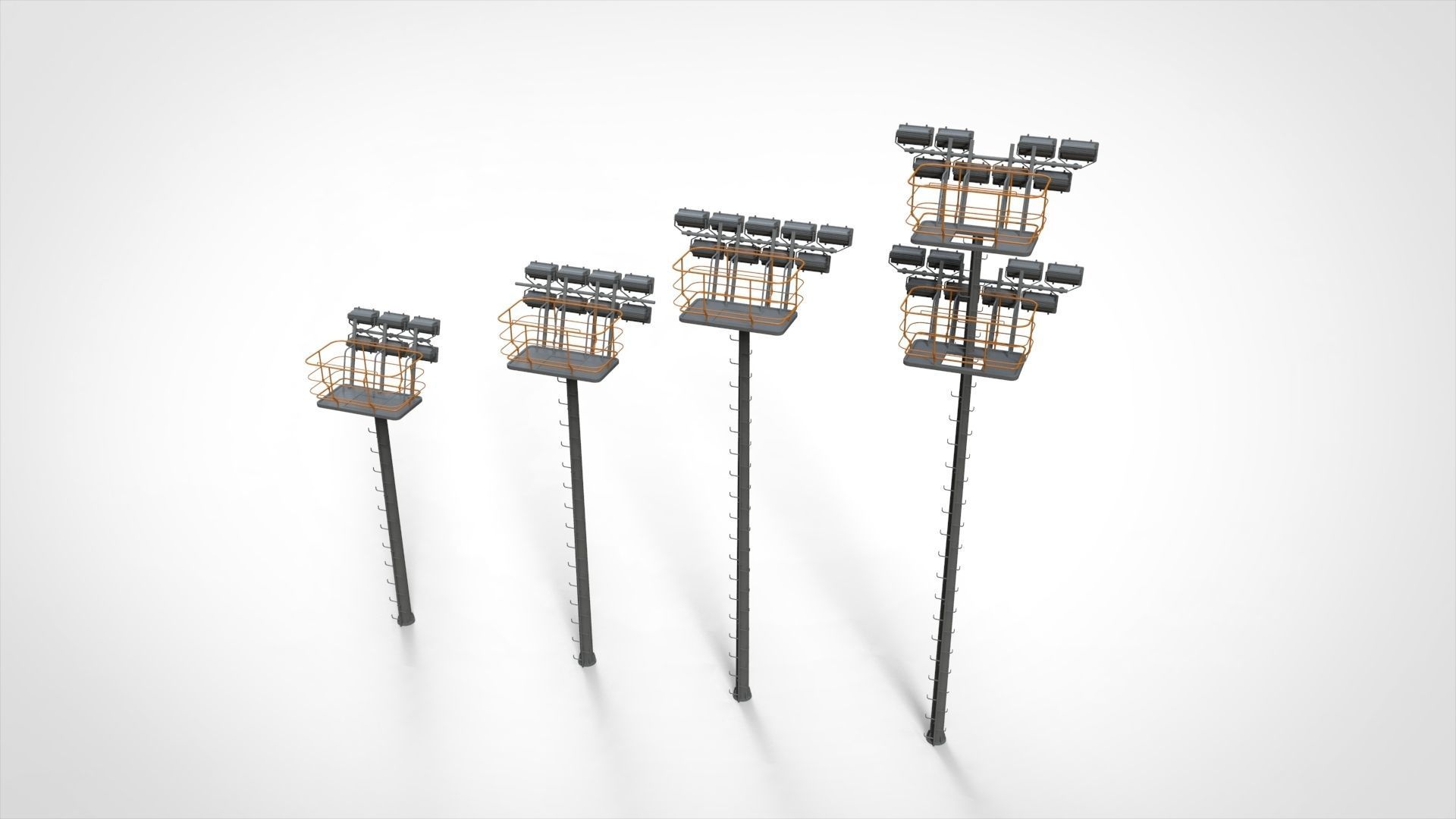 floodlight 6 light towers for sports stadiums 3D model_3