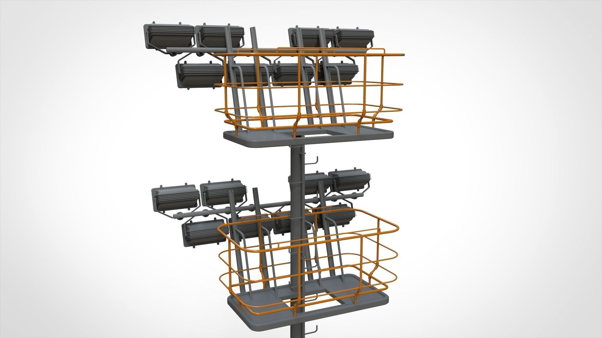 floodlight 6 light towers for sports stadiums 3D model_6
