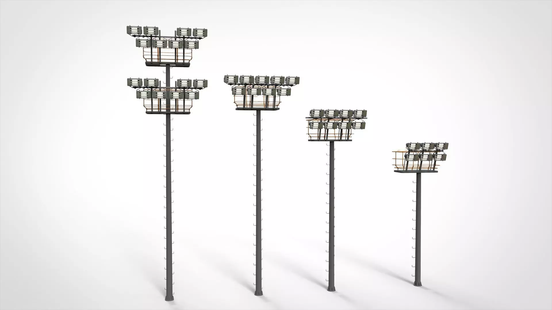 floodlight 6 light towers for sports stadiums 3D model_0