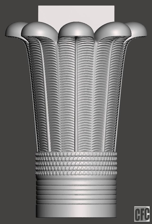 Egyptian Palm Leaf Capital - 3d model for CNC 3D model_2