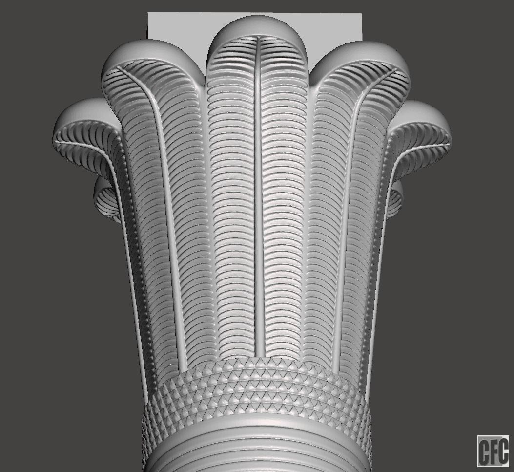 Egyptian Palm Leaf Capital - 3d model for CNC 3D model_4
