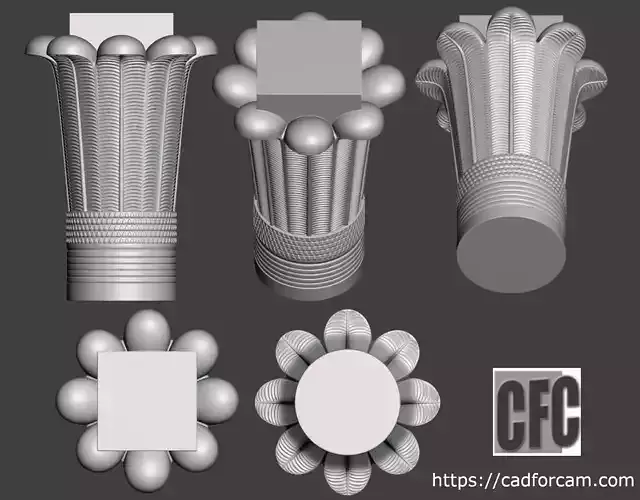 Egyptian Palm Leaf Capital - 3d model for CNC 3D model