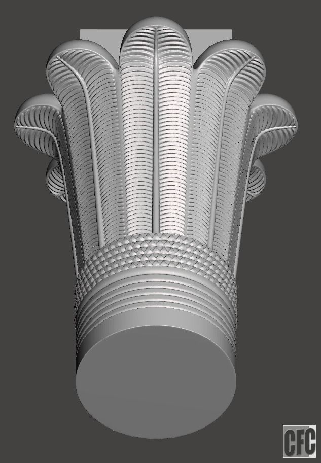 Egyptian Palm Leaf Capital - 3d model for CNC 3D model_6