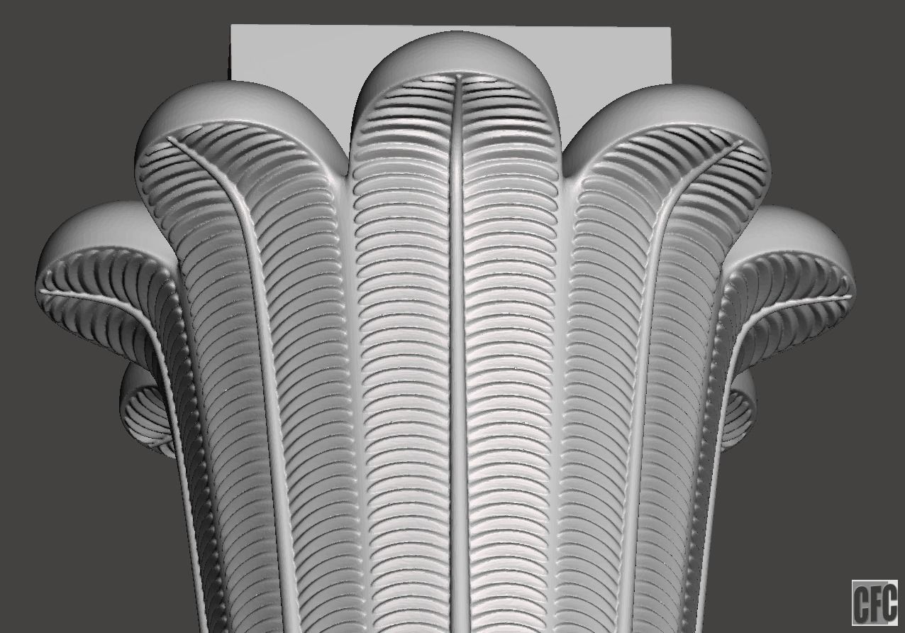 Egyptian Palm Leaf Capital - 3d model for CNC 3D model_9