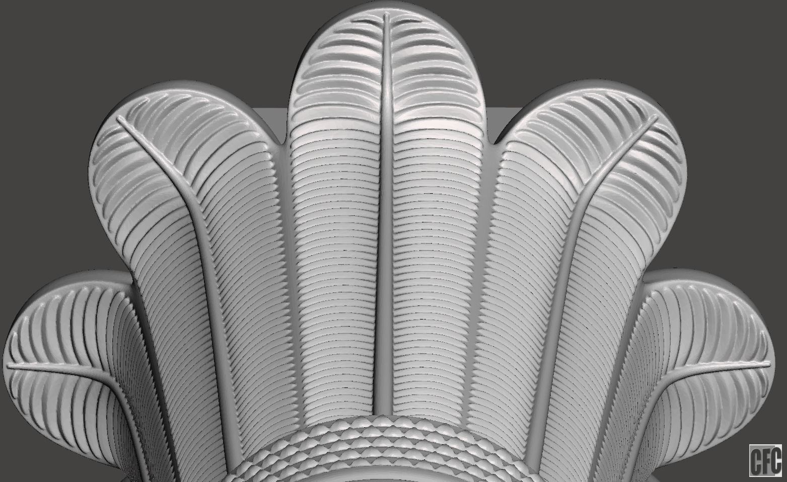 Egyptian Palm Leaf Capital - 3d model for CNC 3D model_11